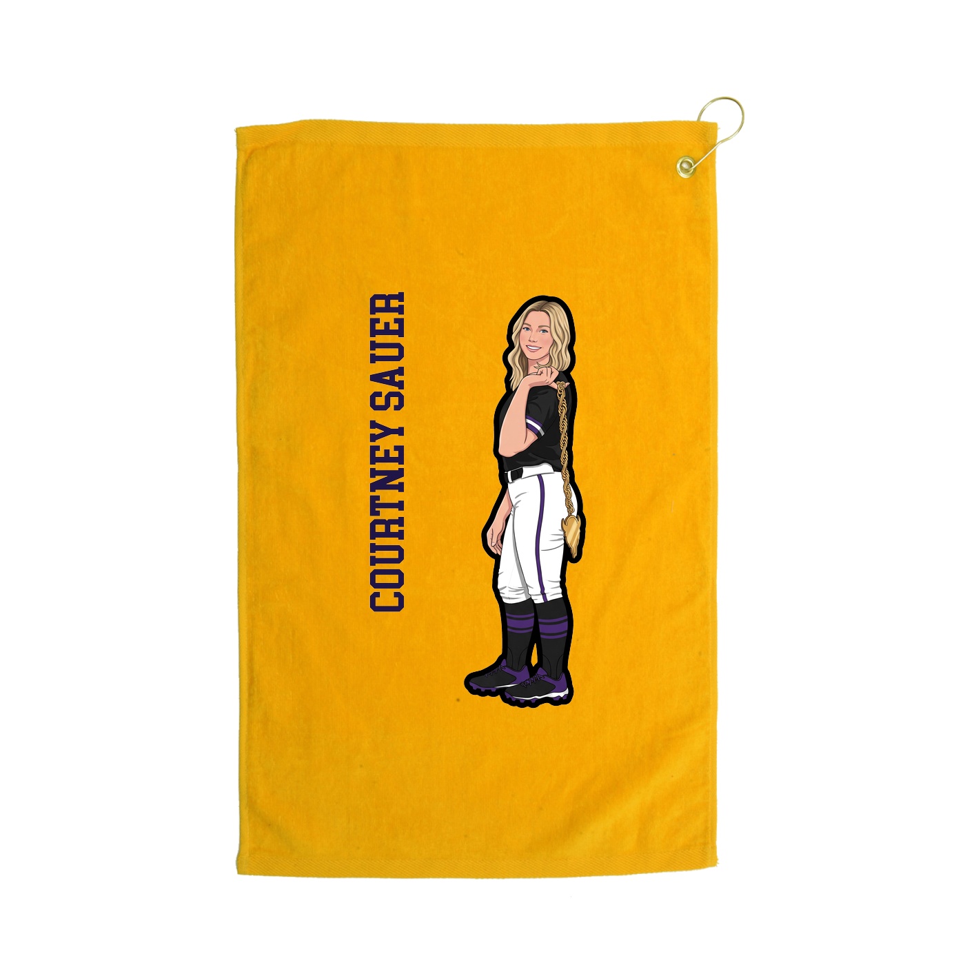 Golf Towel — Name Vertical in Gold