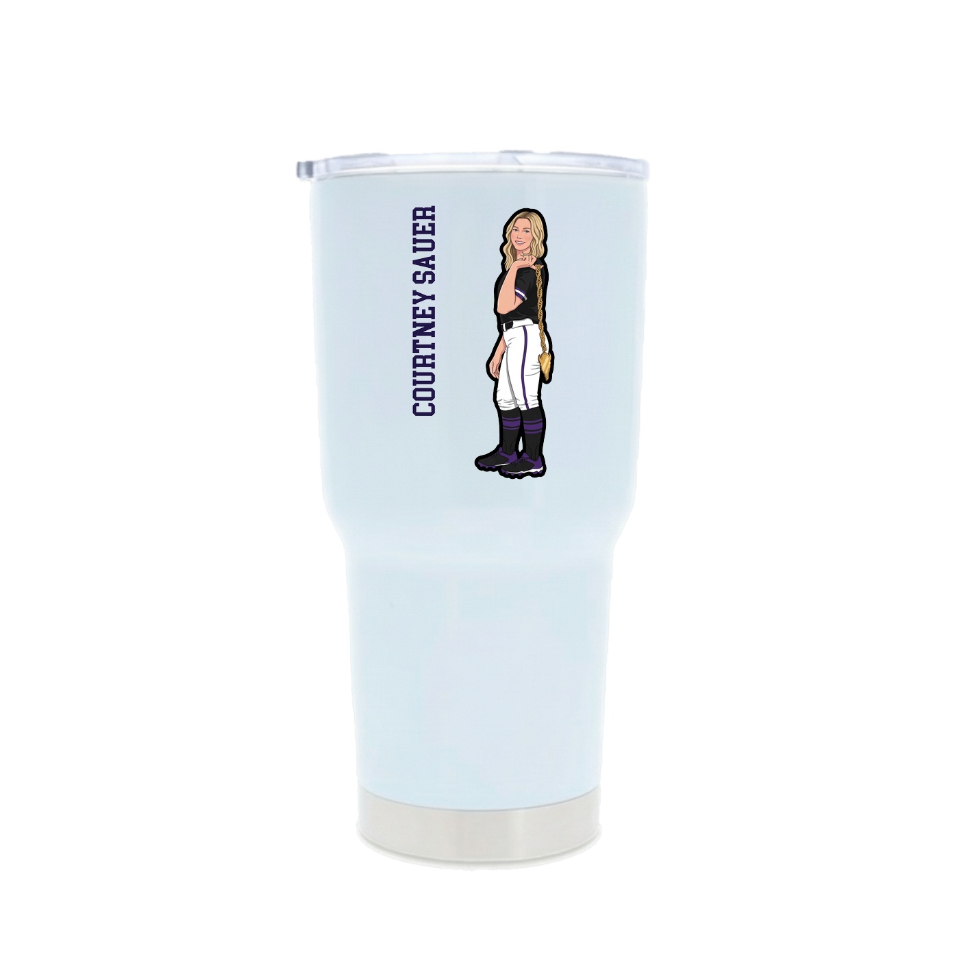 30oz Stainless Steel Tumbler — Name Vertical in White
