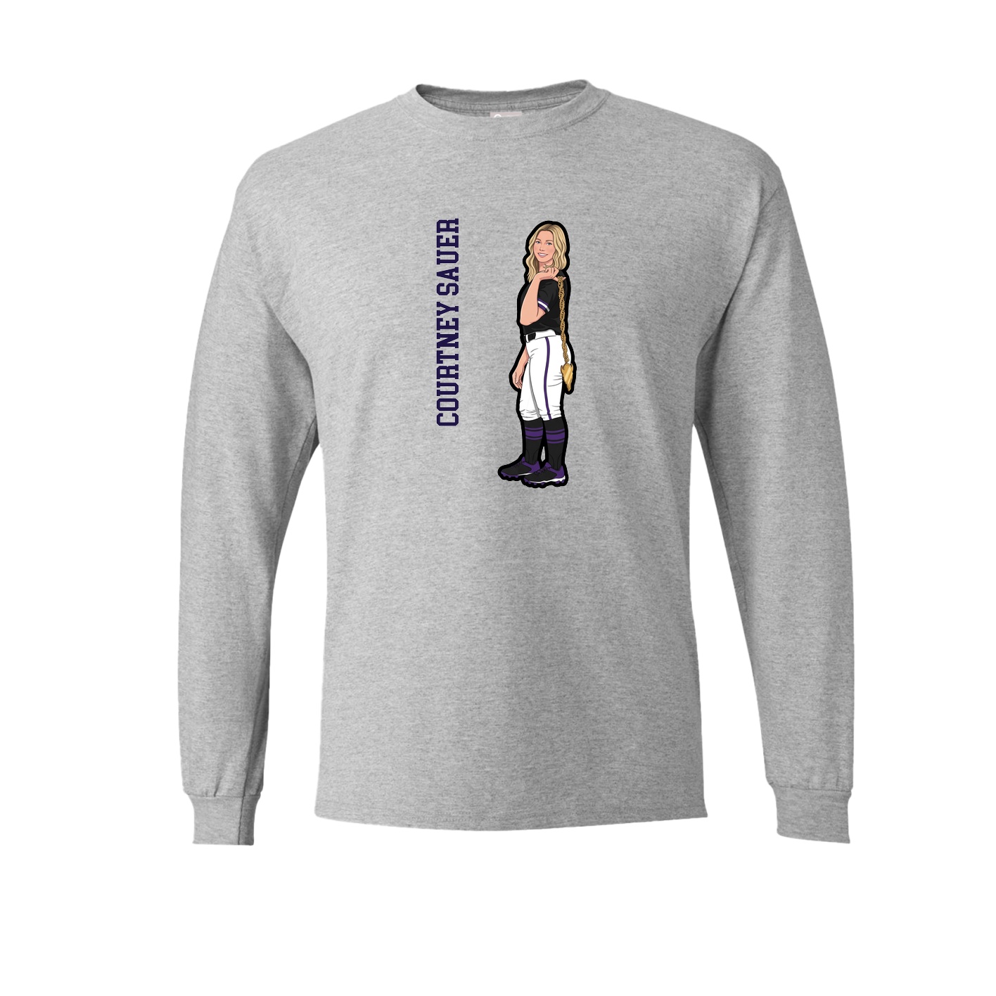 Long Sleeve Tee — Name Vertical in Grey