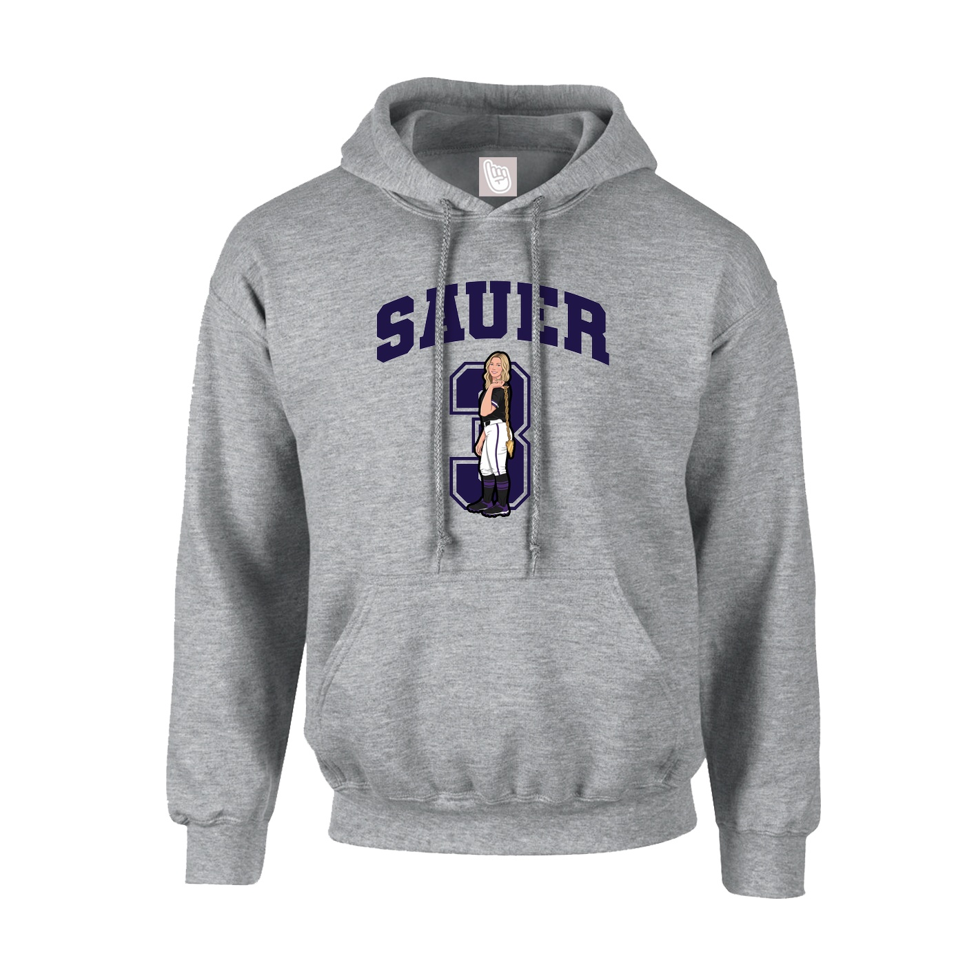 Hoodie — Number in Grey