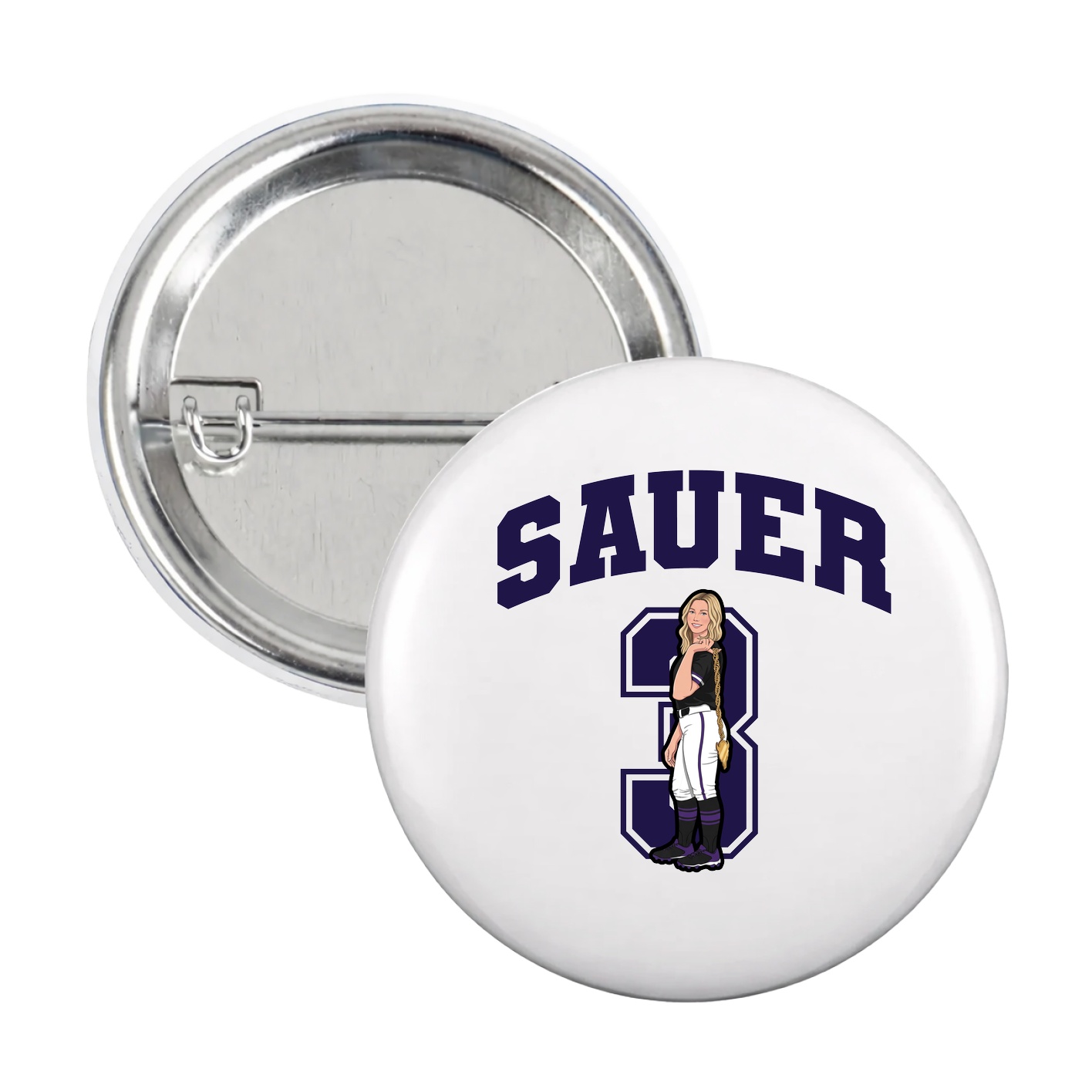Game Day Button — Number in White