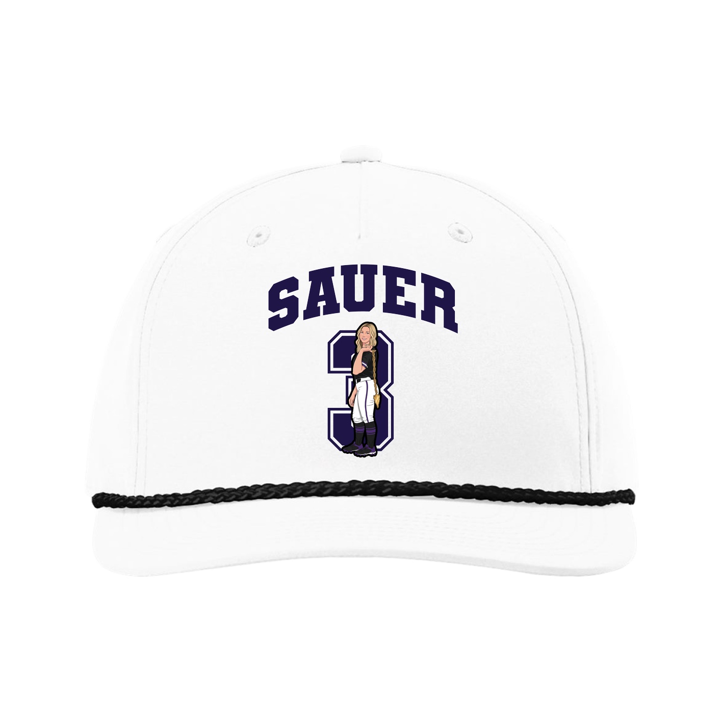 Five-Panel Classic Rope Cap — Number in White