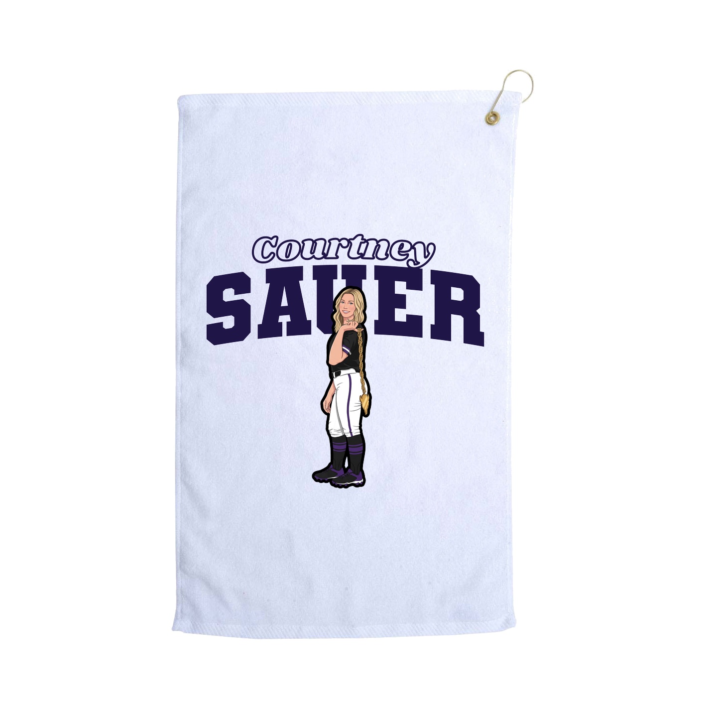 Golf Towel — Name Arch in White