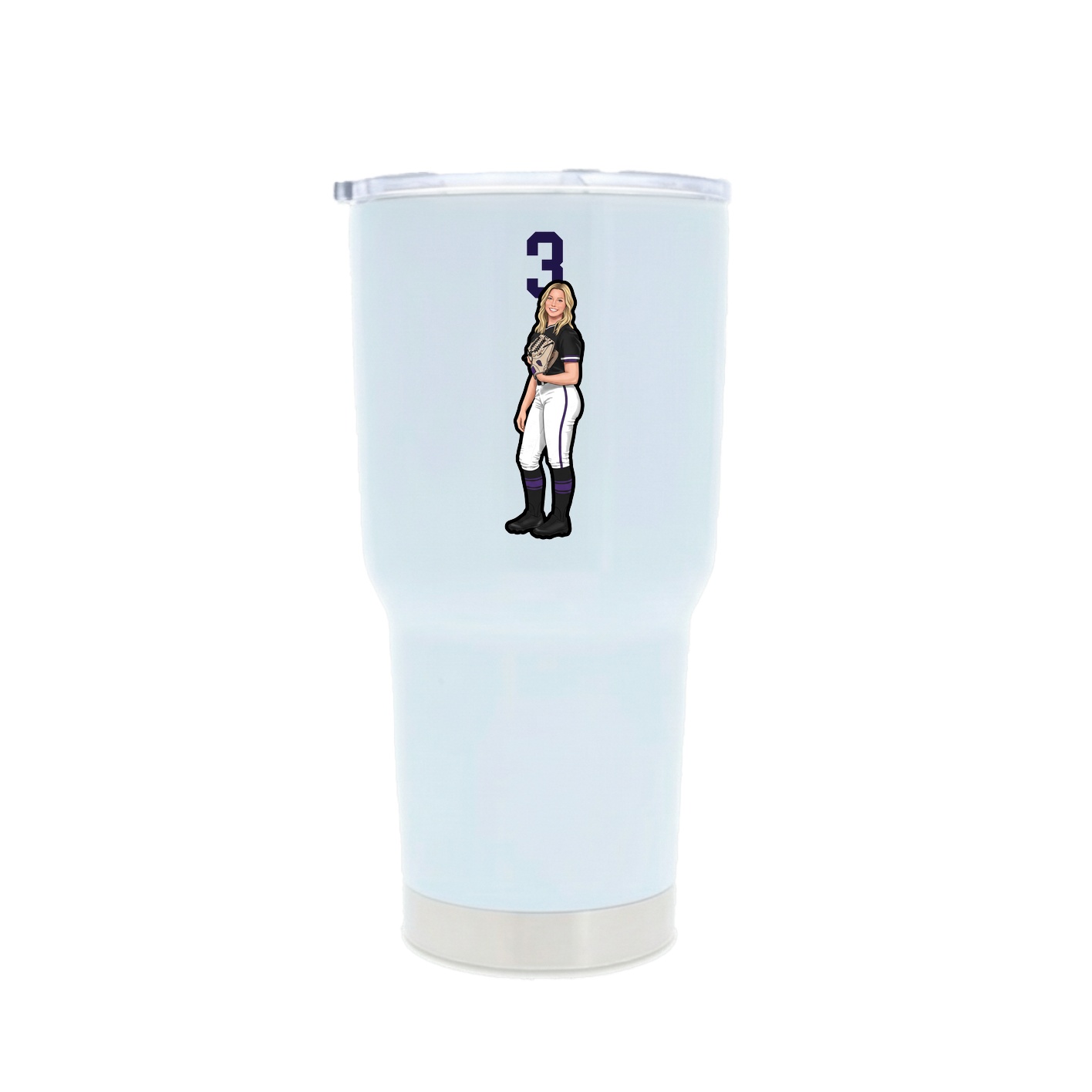 30oz Stainless Steel Tumbler — Number Top in White