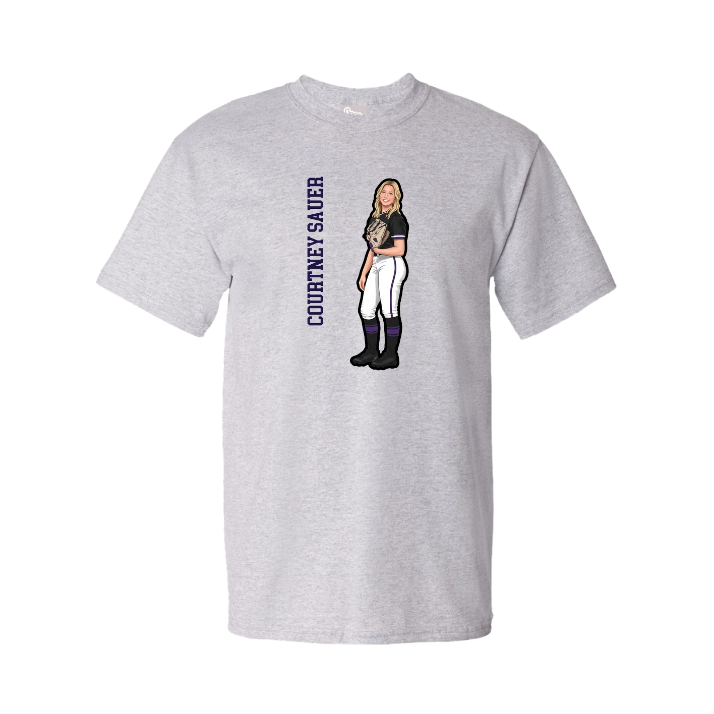 Youth Tee — Name Vertical in Grey