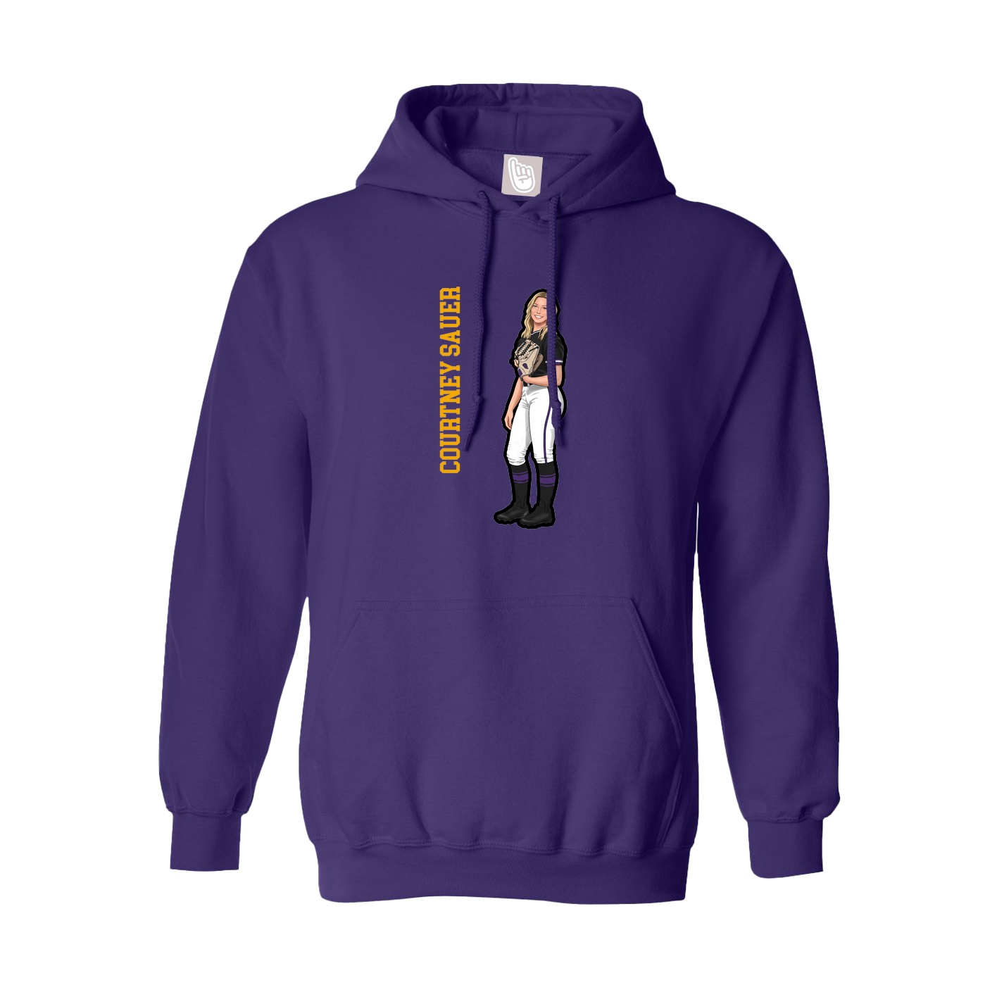 Hoodie — Name Vertical in Purple