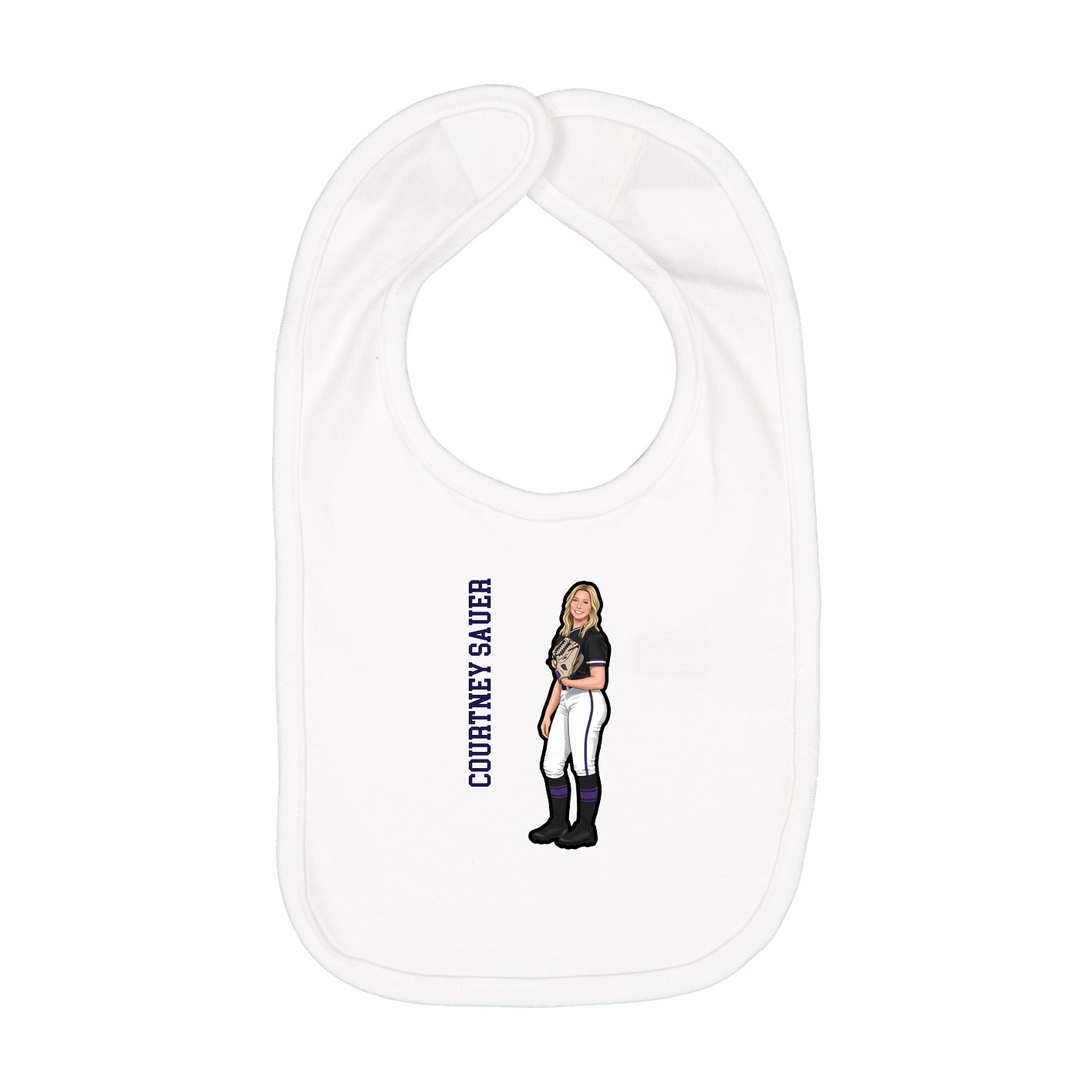 Infant Bib — Name Vertical in White