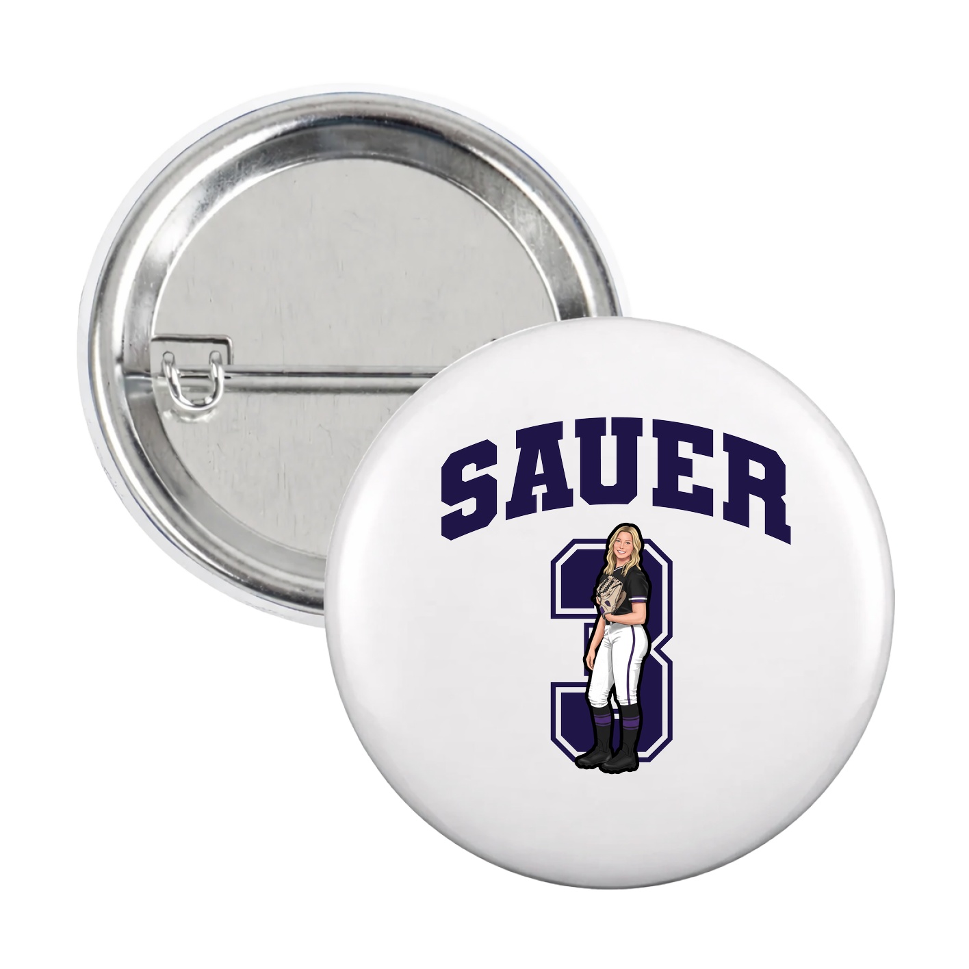 Game Day Button — Number in White