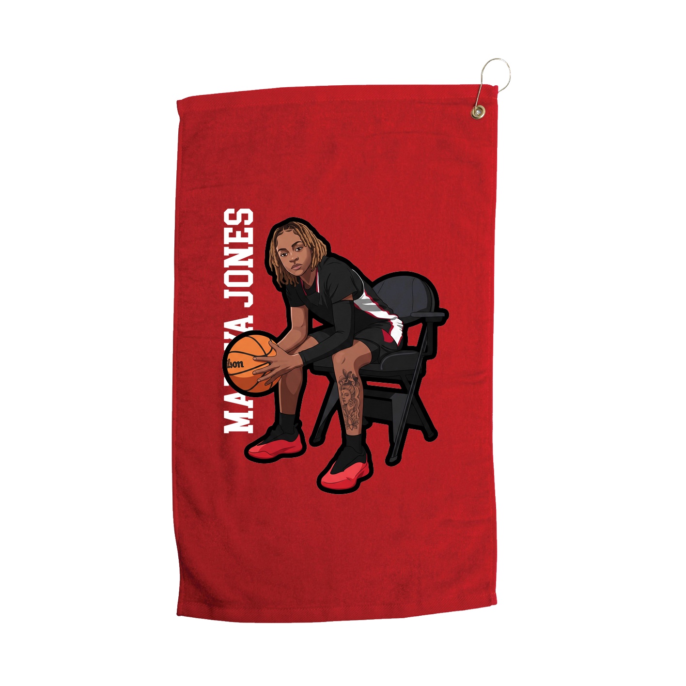 Golf Towel — Name Vertical in Red