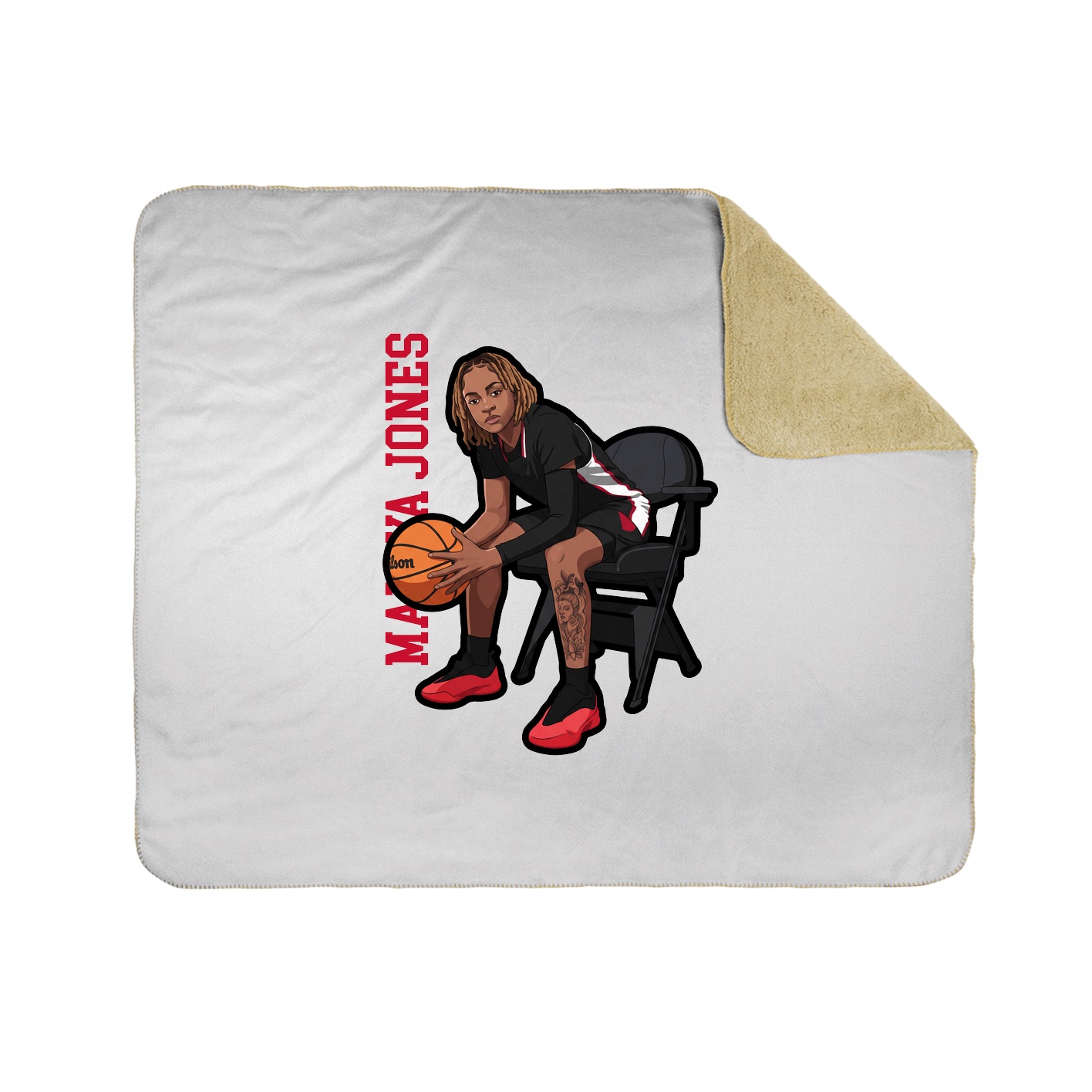 Throw Blanket — Name Vertical in White