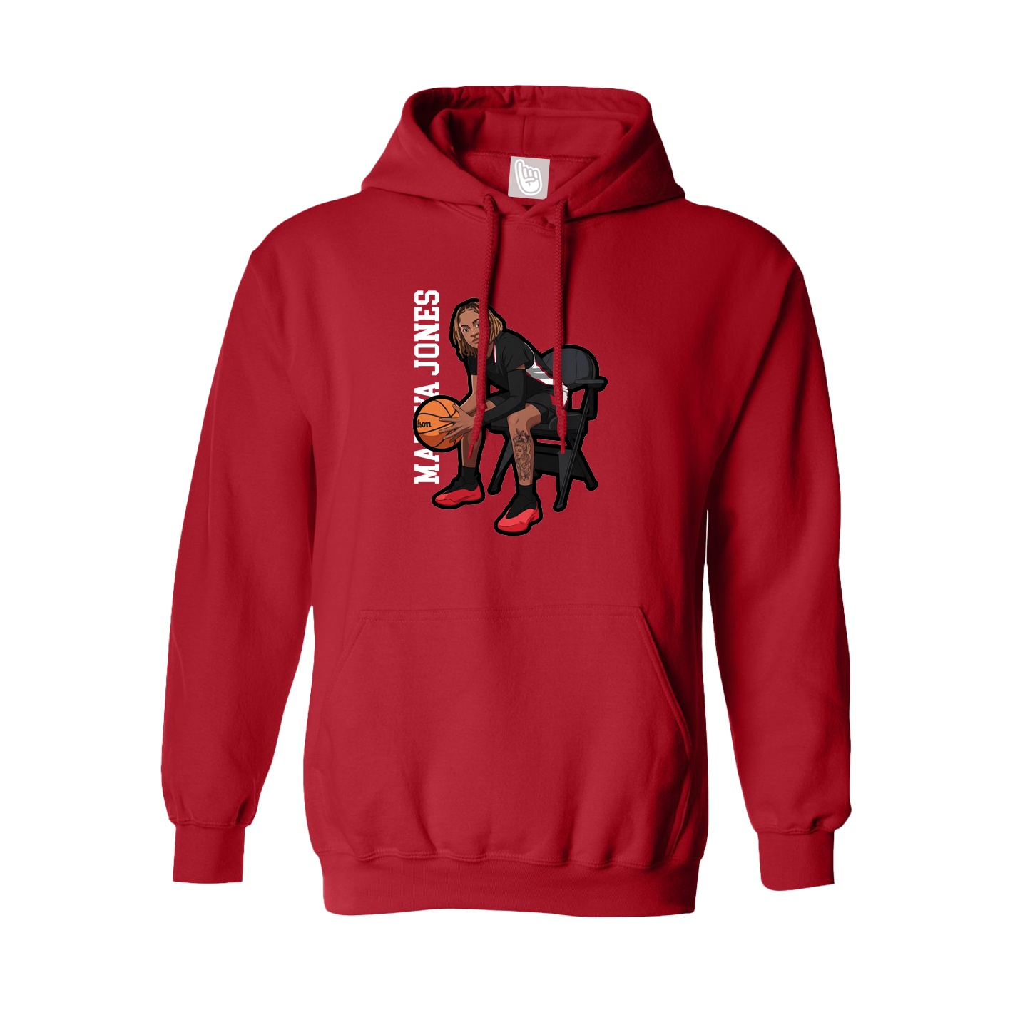Hoodie — Name Vertical in Red