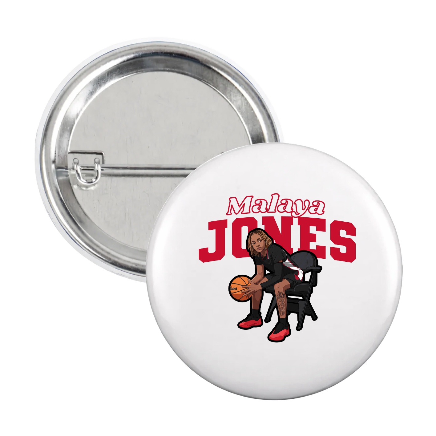 Game Day Button — Name Arch in White