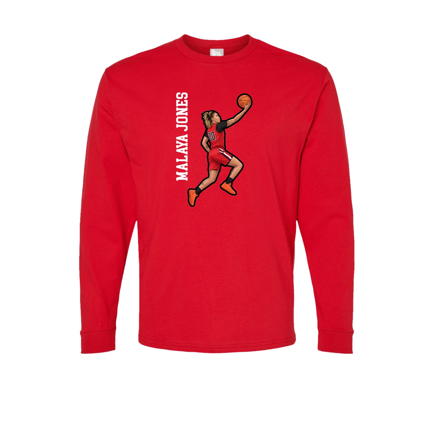 Long Sleeve Tee — Name Vertical in Red