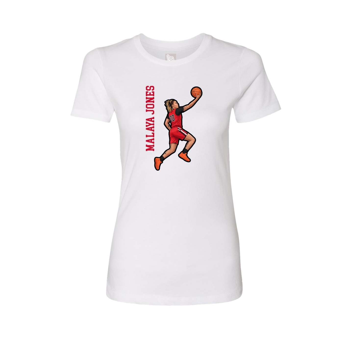 Womens Tee — Name Vertical in White