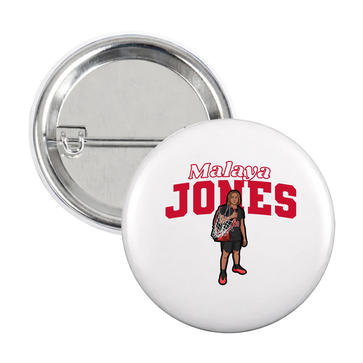 Game Day Button — Name Arch in White