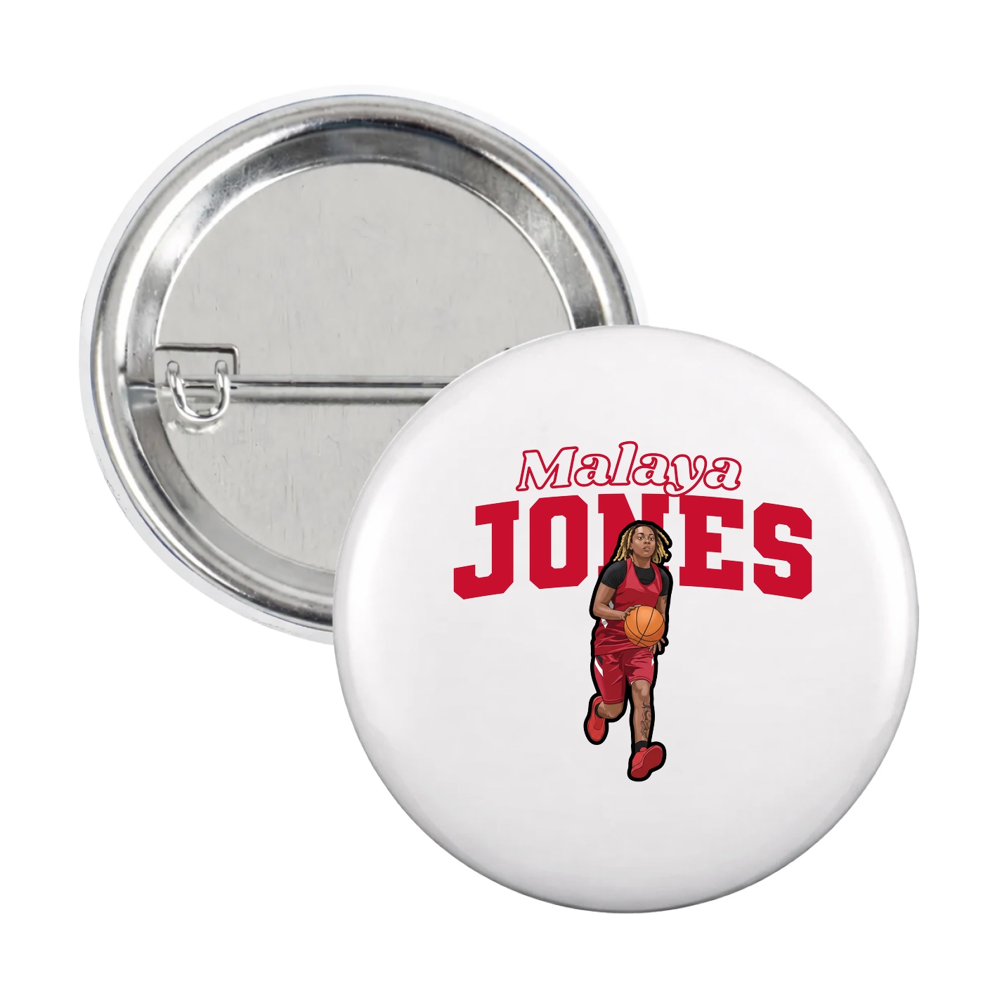 Game Day Button — Name Arch in White