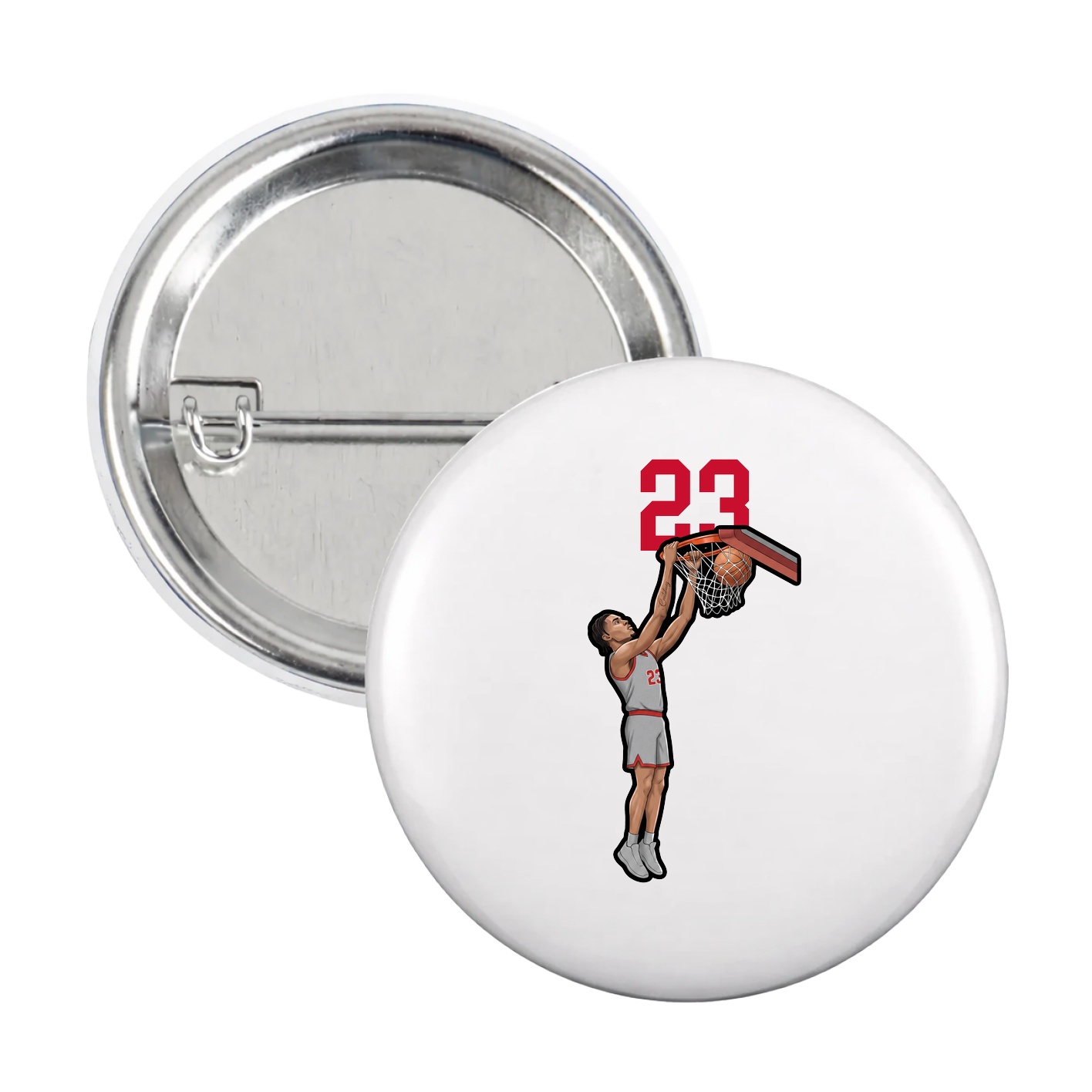 Game Day Button — Number Top in White