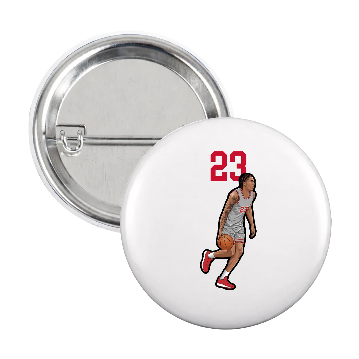 Game Day Button — Number Top in White