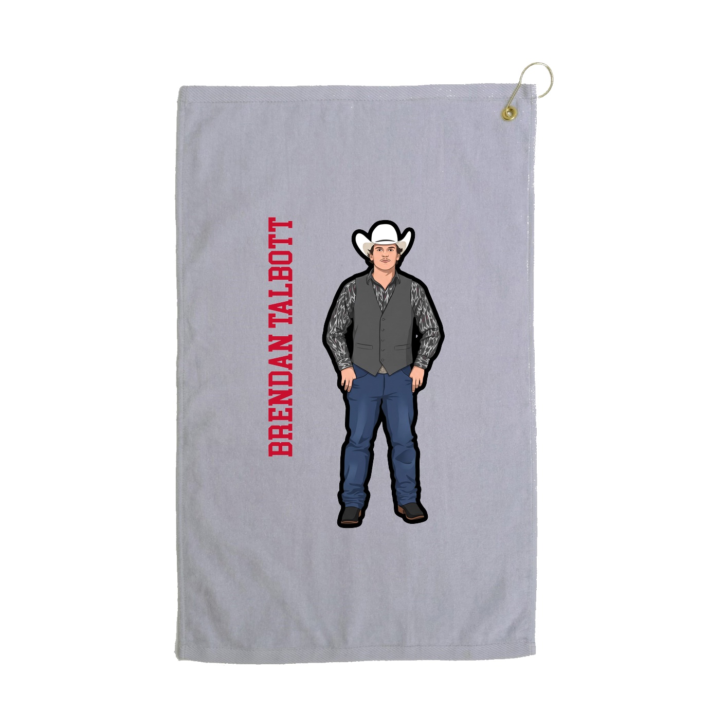 Golf Towel — Name Vertical in Grey