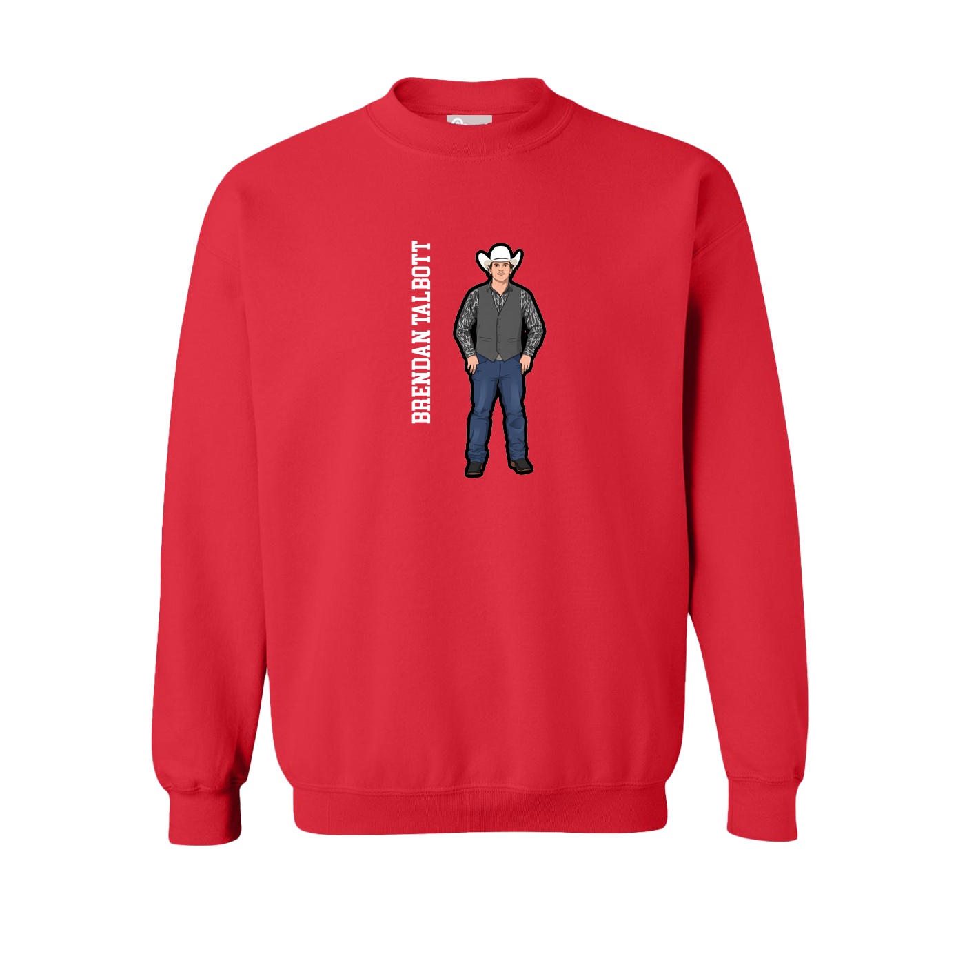 Fleece Crew — Name Vertical in Red
