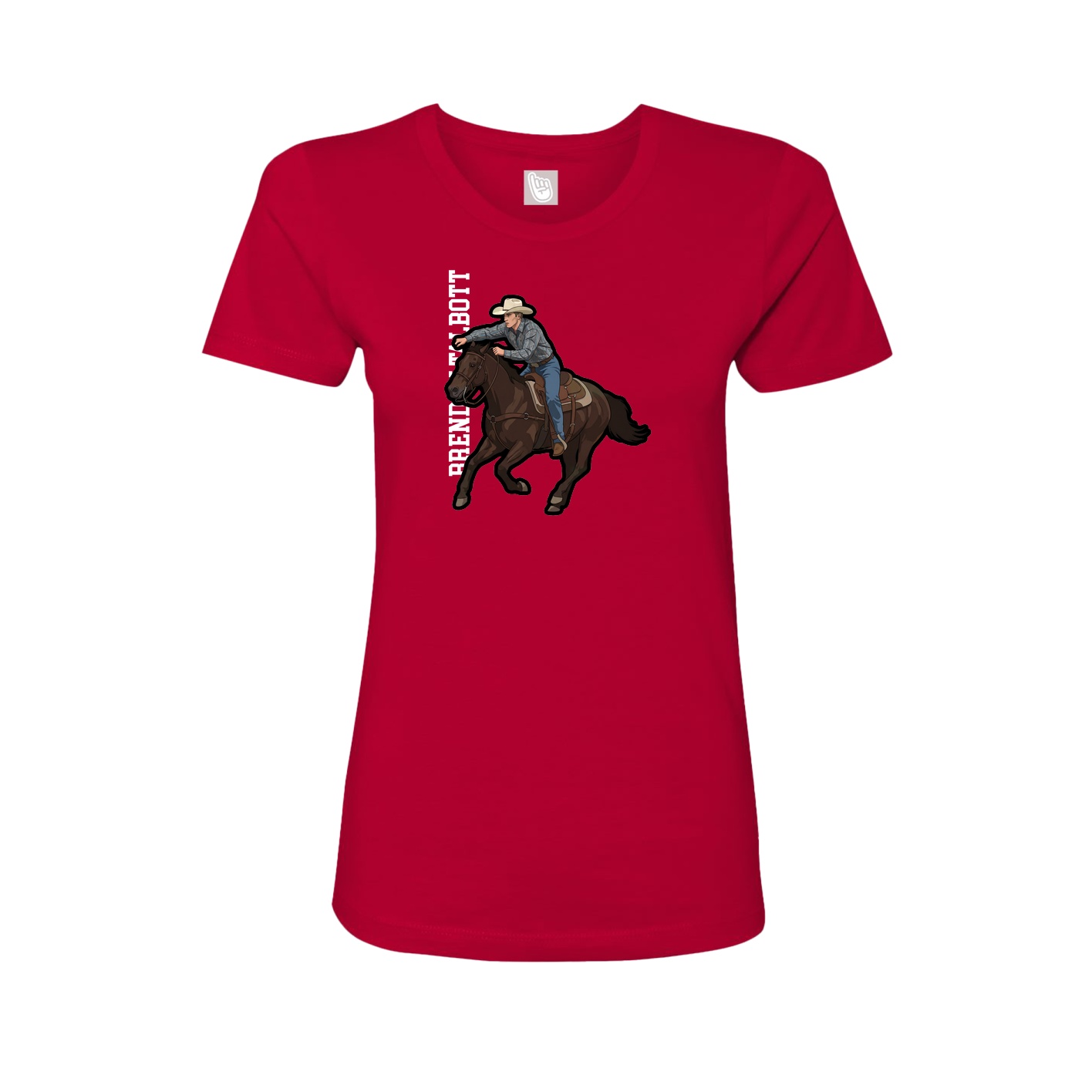 Fitted Women's Tee — Name Vertical in Red