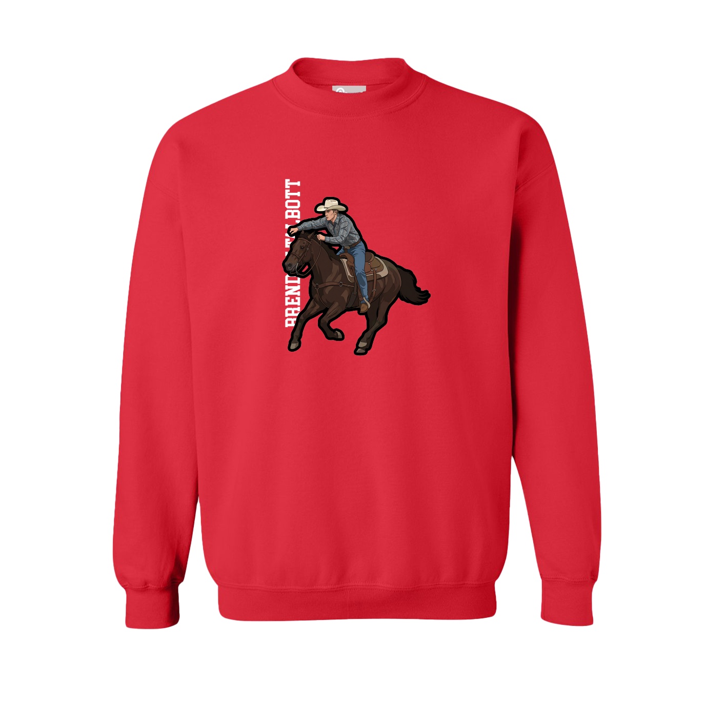Fleece Crew — Name Vertical in Red