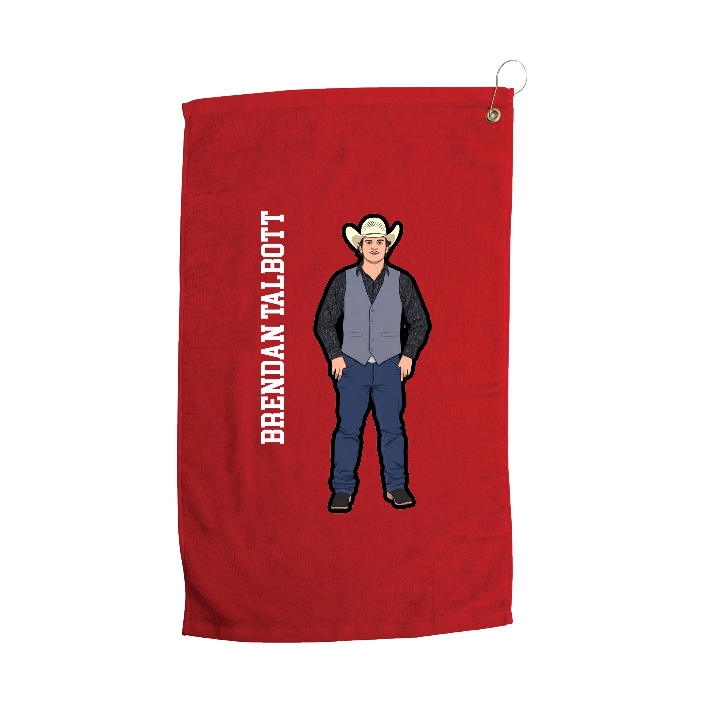 Golf Towel — Name Vertical in Red