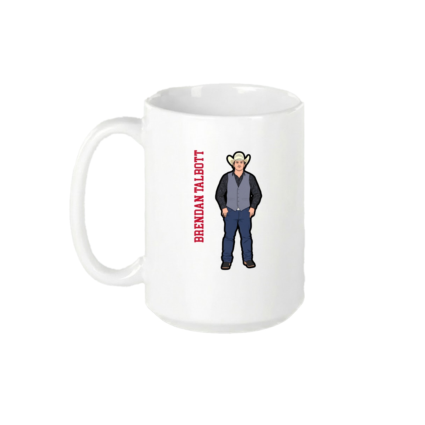 15oz Coffee Mug — Name Vertical in White