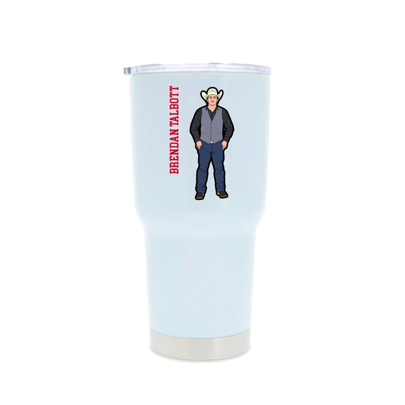 30oz Stainless Steel Tumbler — Name Vertical in White
