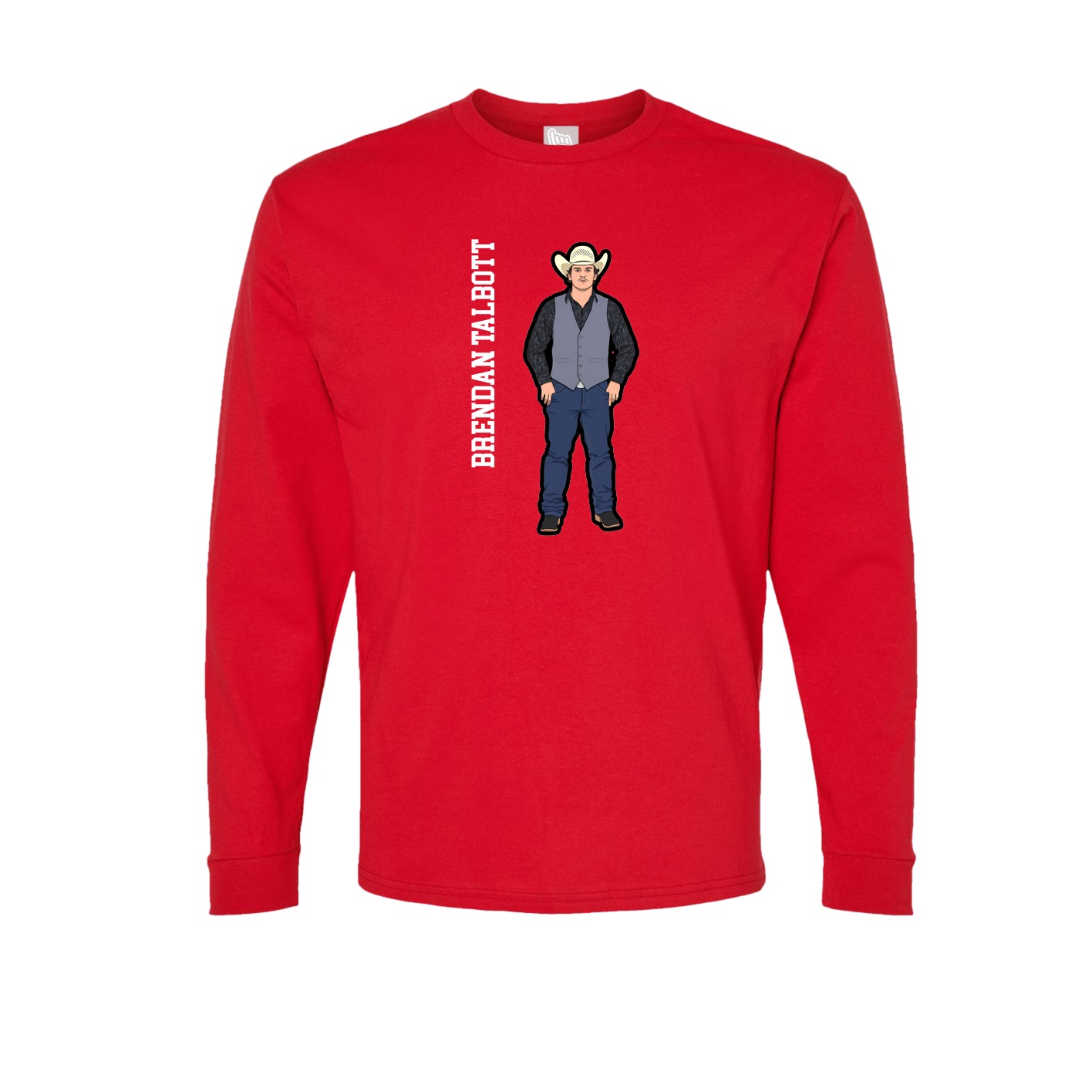 Long Sleeve Tee — Name Vertical in Red