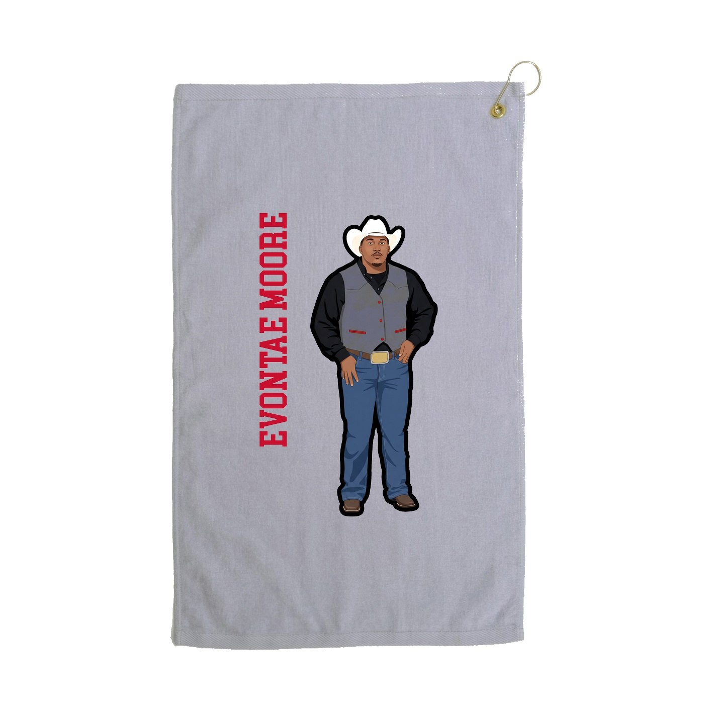 Golf Towel — Name Vertical in Grey