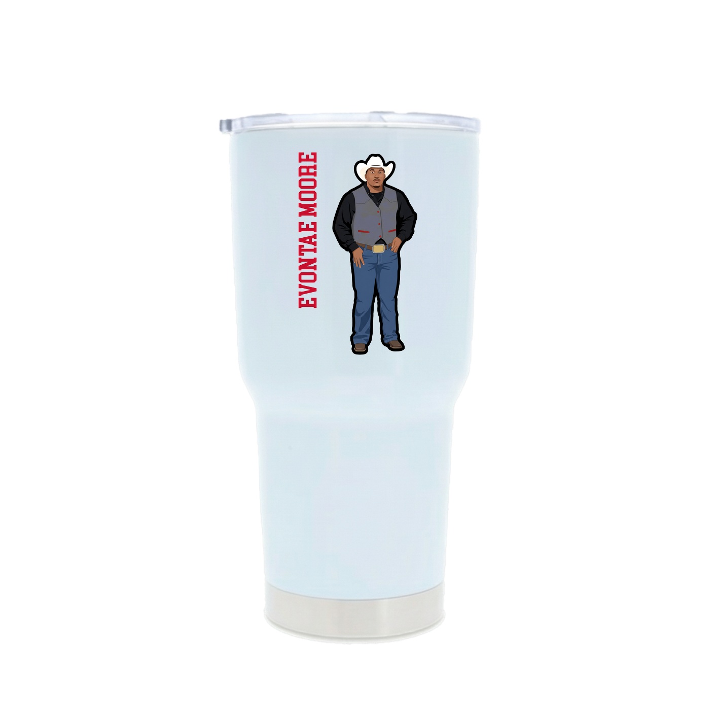 30oz Stainless Steel Tumbler — Name Vertical in White