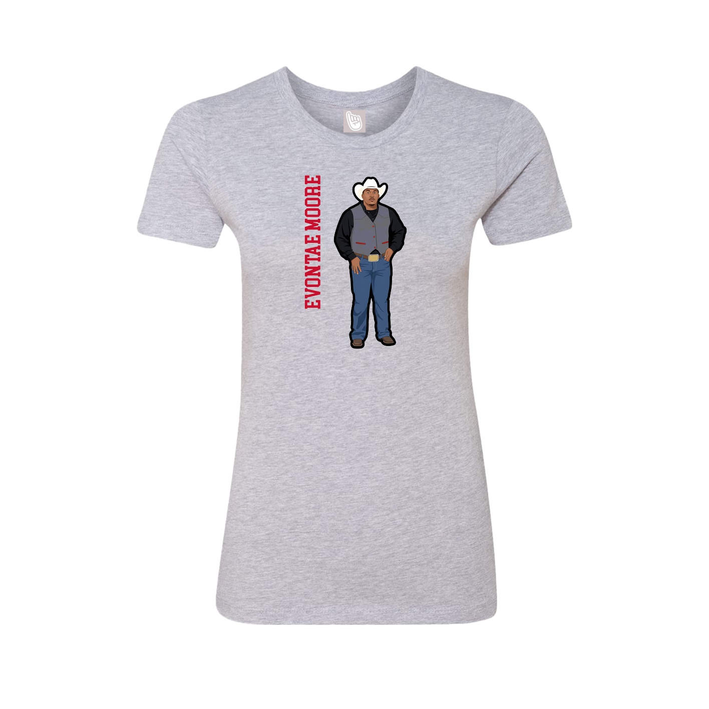 Fitted Women's Tee — Name Vertical in Grey