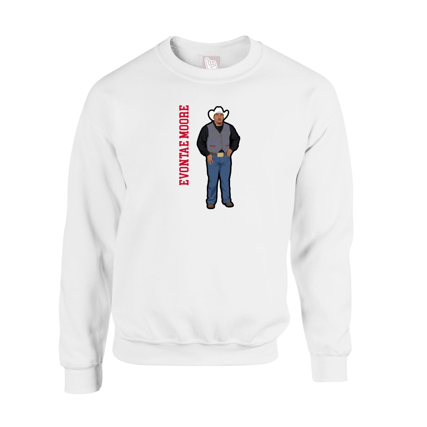 Fleece Crew — Name Vertical in White