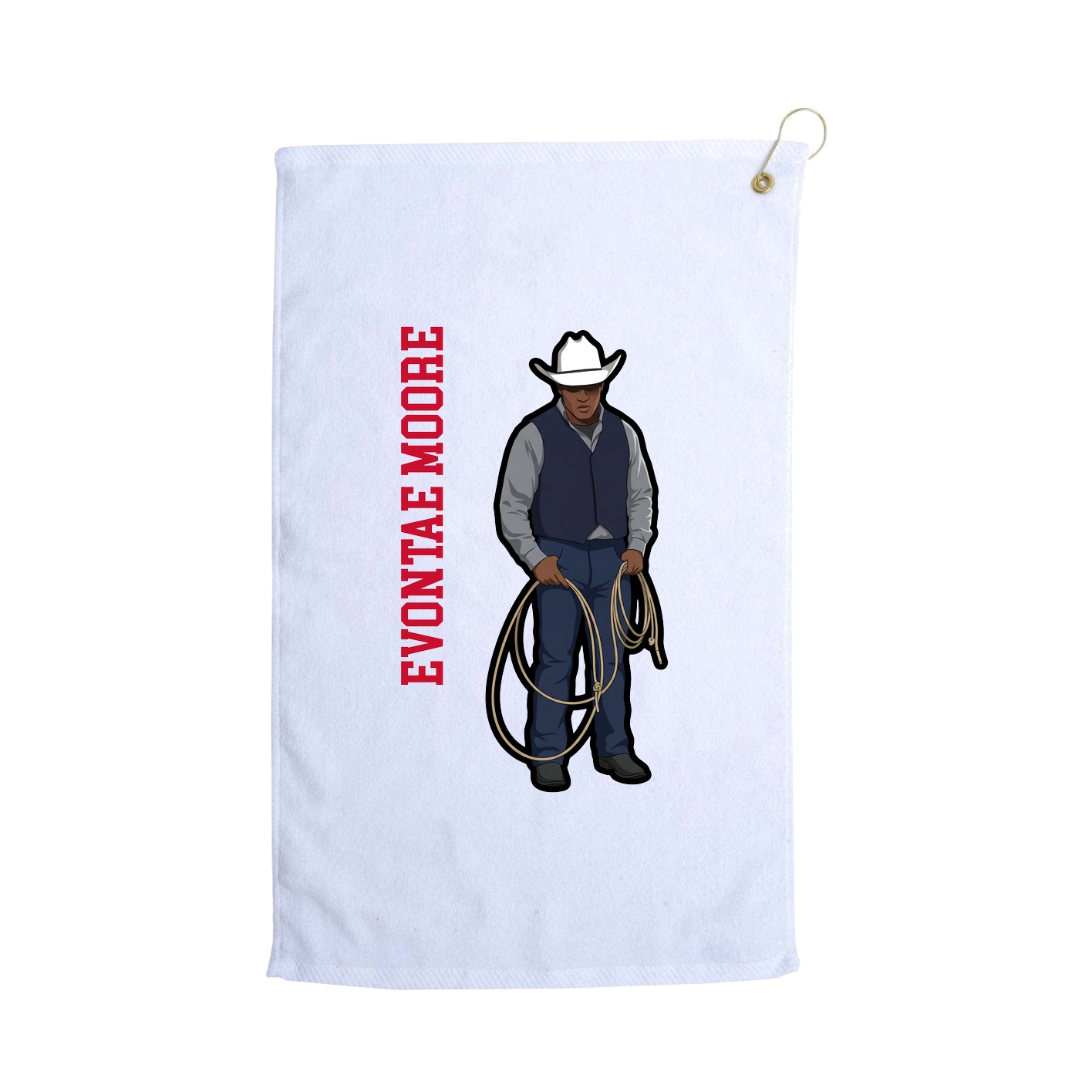 Golf Towel — Name Vertical in White