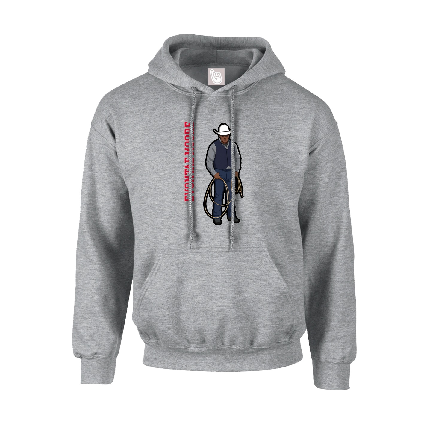 Youth Hoodie — Name Vertical in Grey