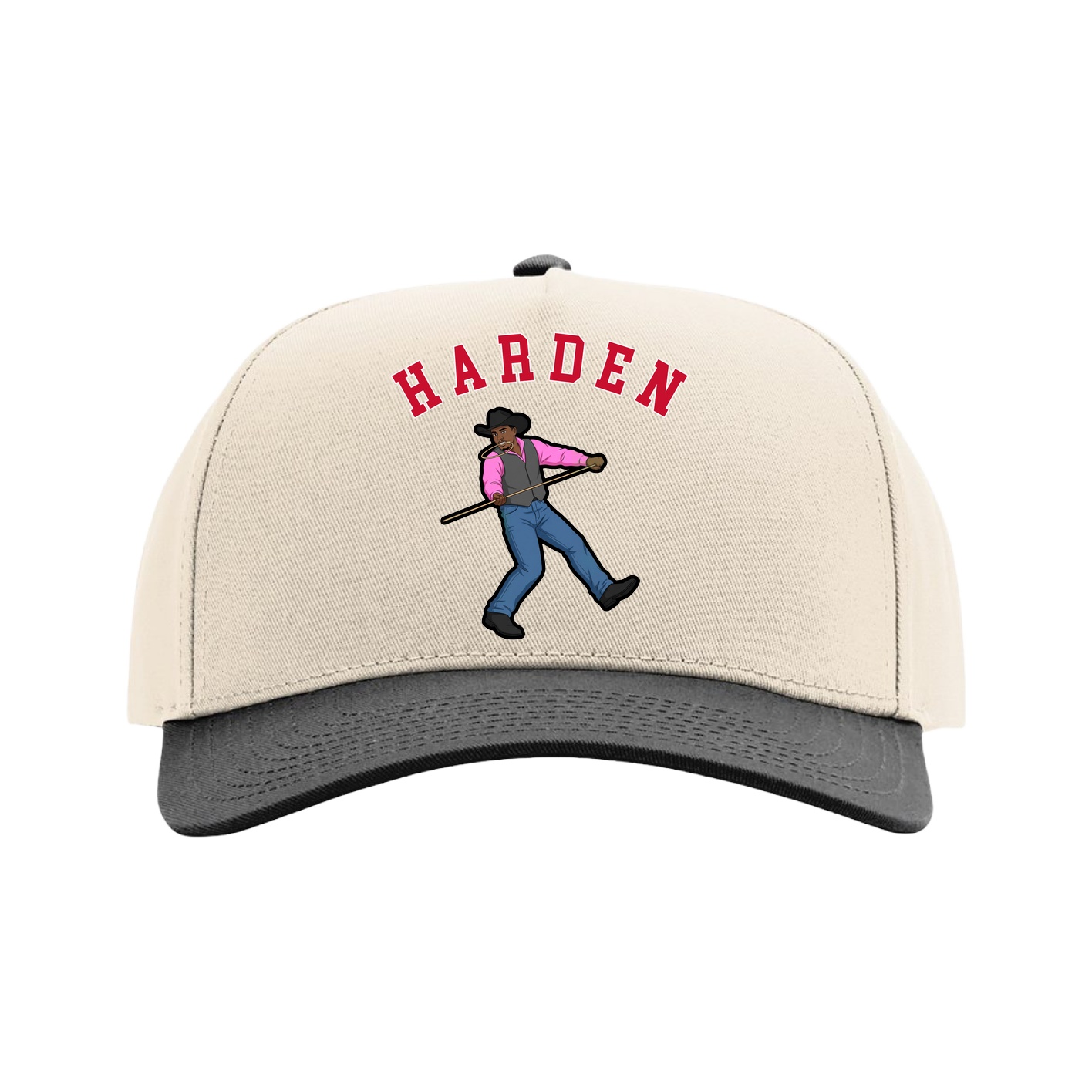 Full Fabric Five-Panel Champ Cap — Shirsey Arch in Cream/Black