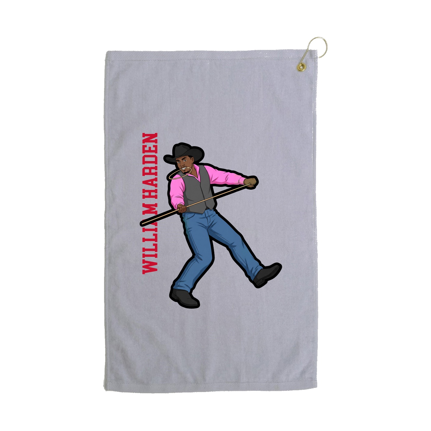 Golf Towel — Name Vertical in Grey