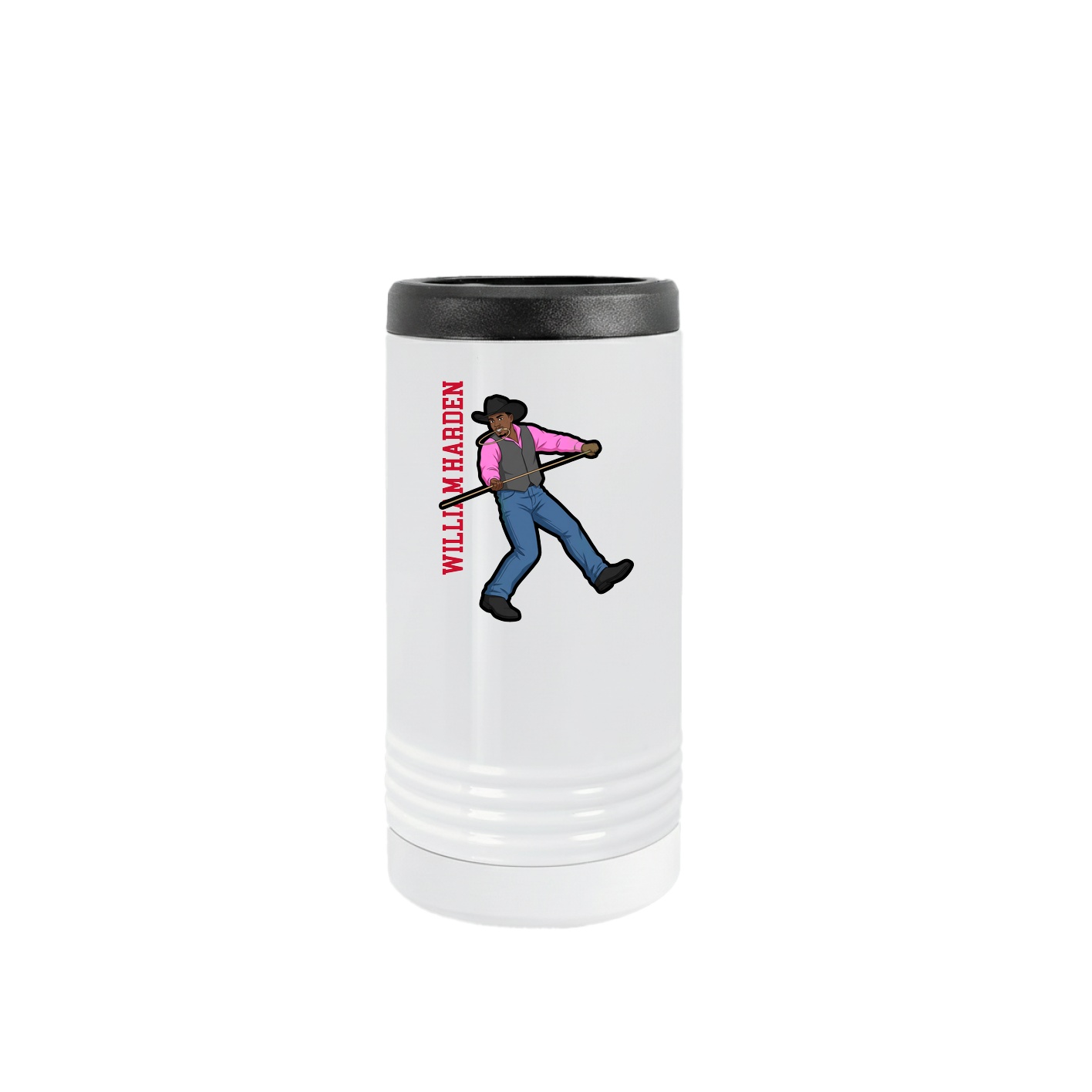 Slim Beverage Holder — Name Vertical in White