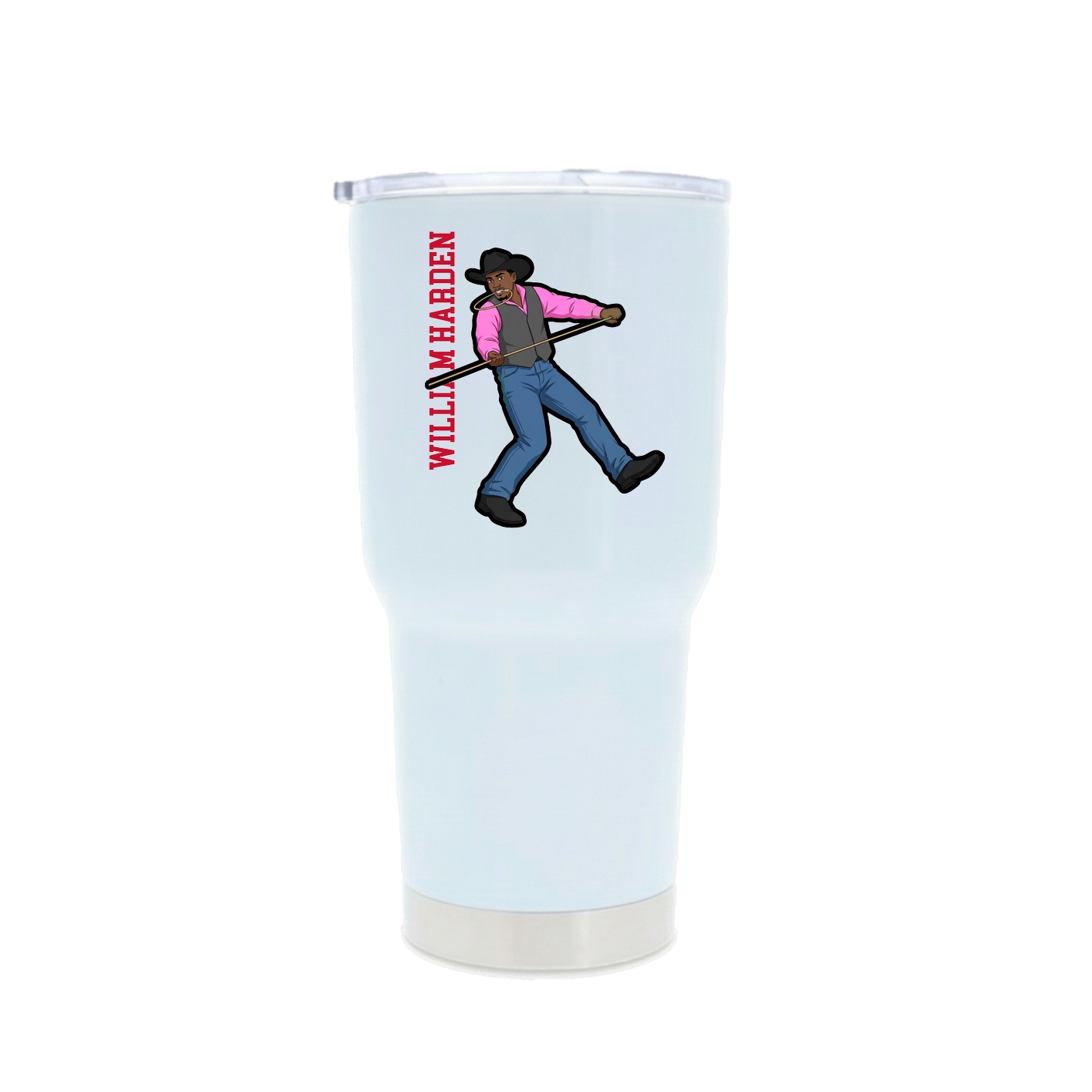 30oz Stainless Steel Tumbler — Name Vertical in White