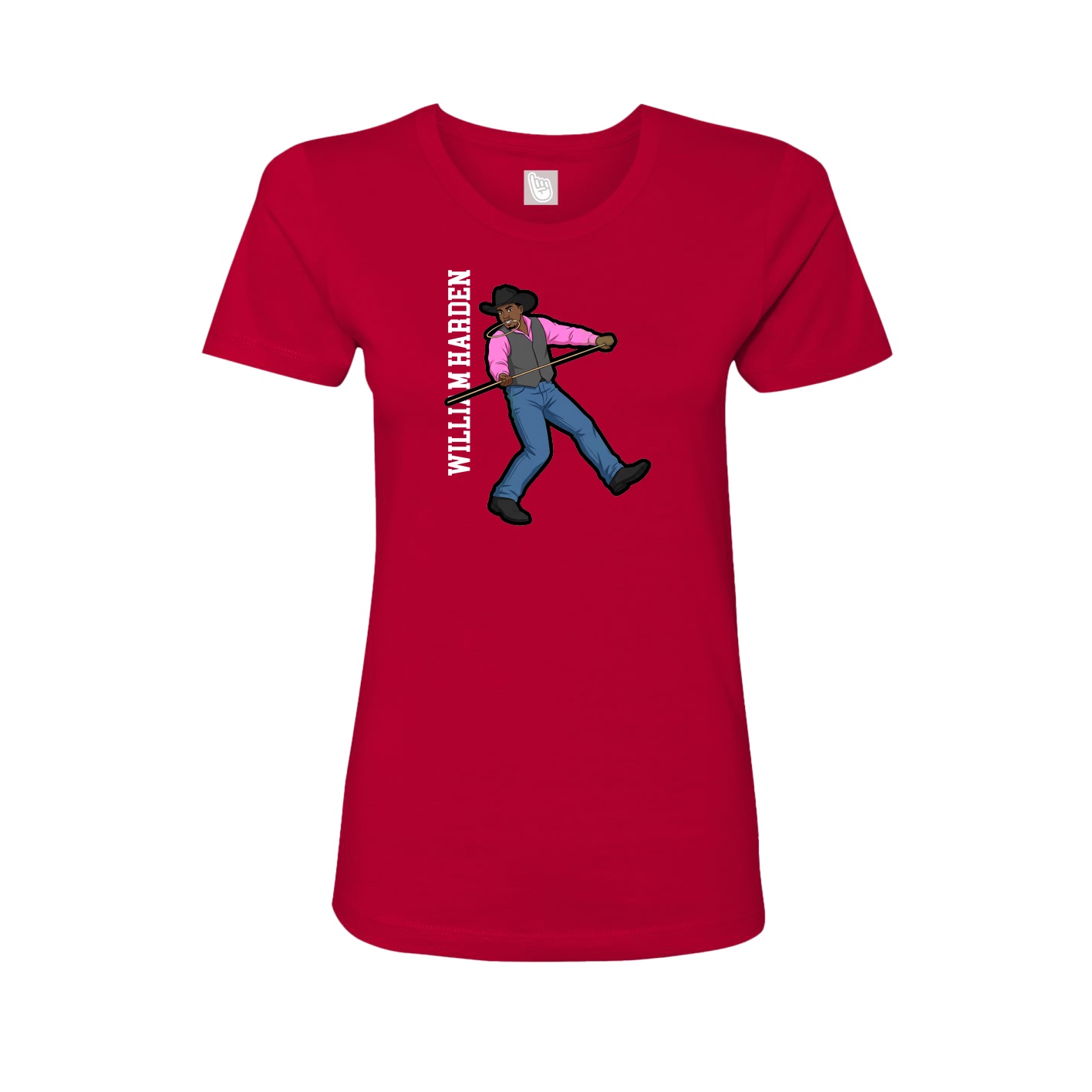 Fitted Women's Tee — Name Vertical in Red