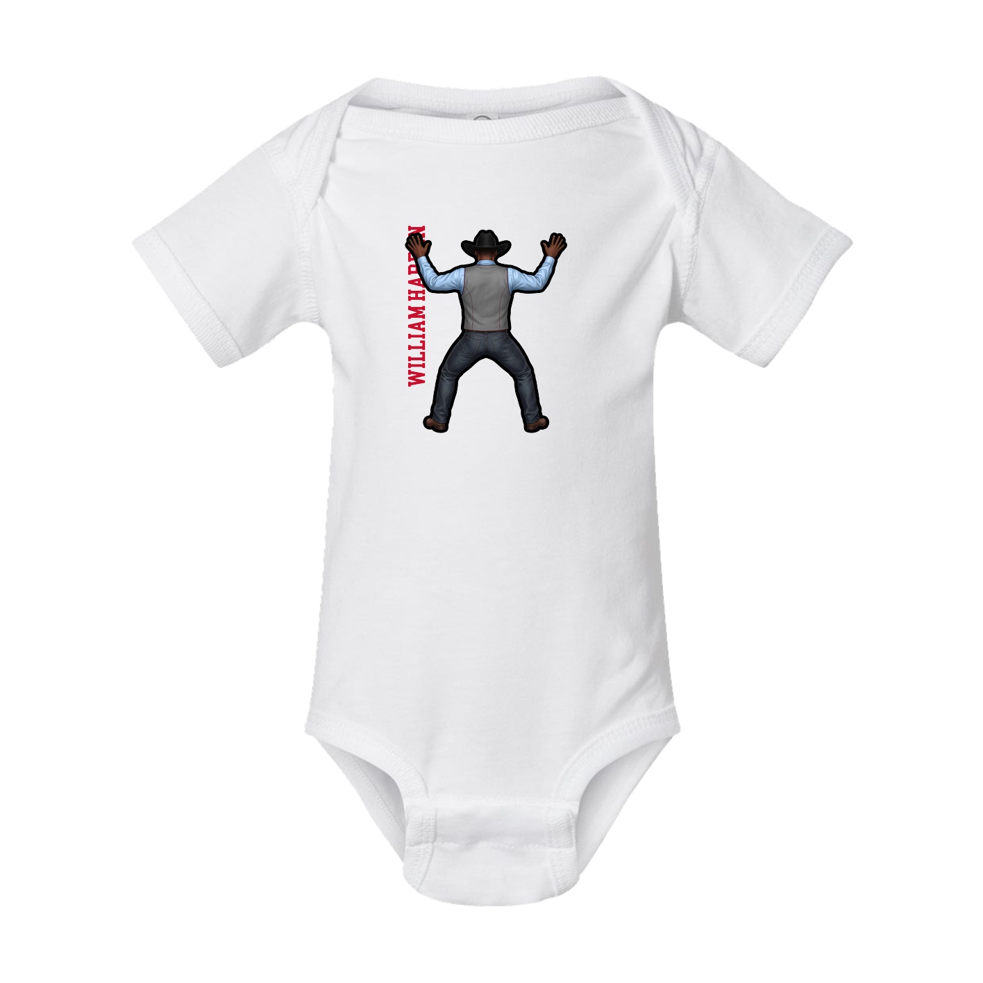 Baby Onesie — Name Vertical in White
