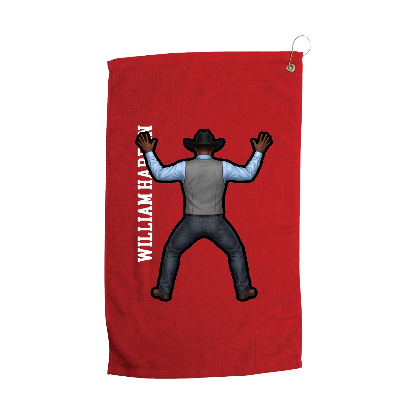 Golf Towel — Name Vertical in Red