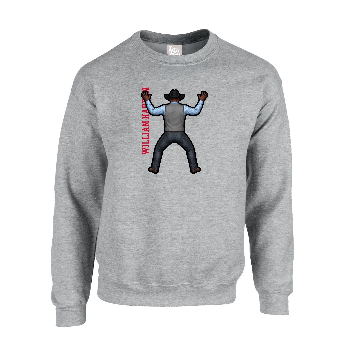 Fleece Crew — Name Vertical in Grey
