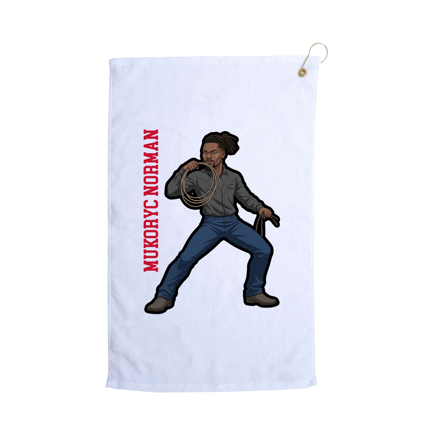 Golf Towel — Name Vertical in White