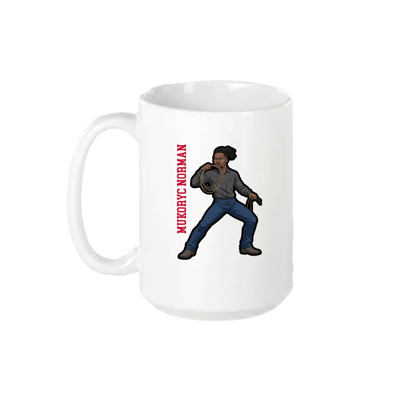 15oz Coffee Mug — Name Vertical in White