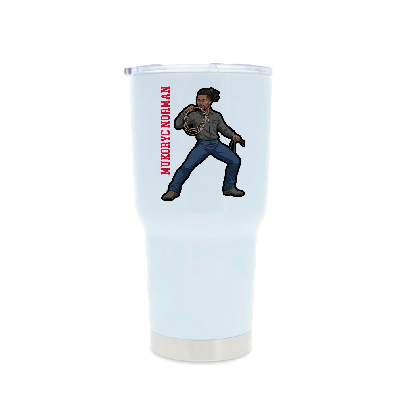 30oz Stainless Steel Tumbler — Name Vertical in White