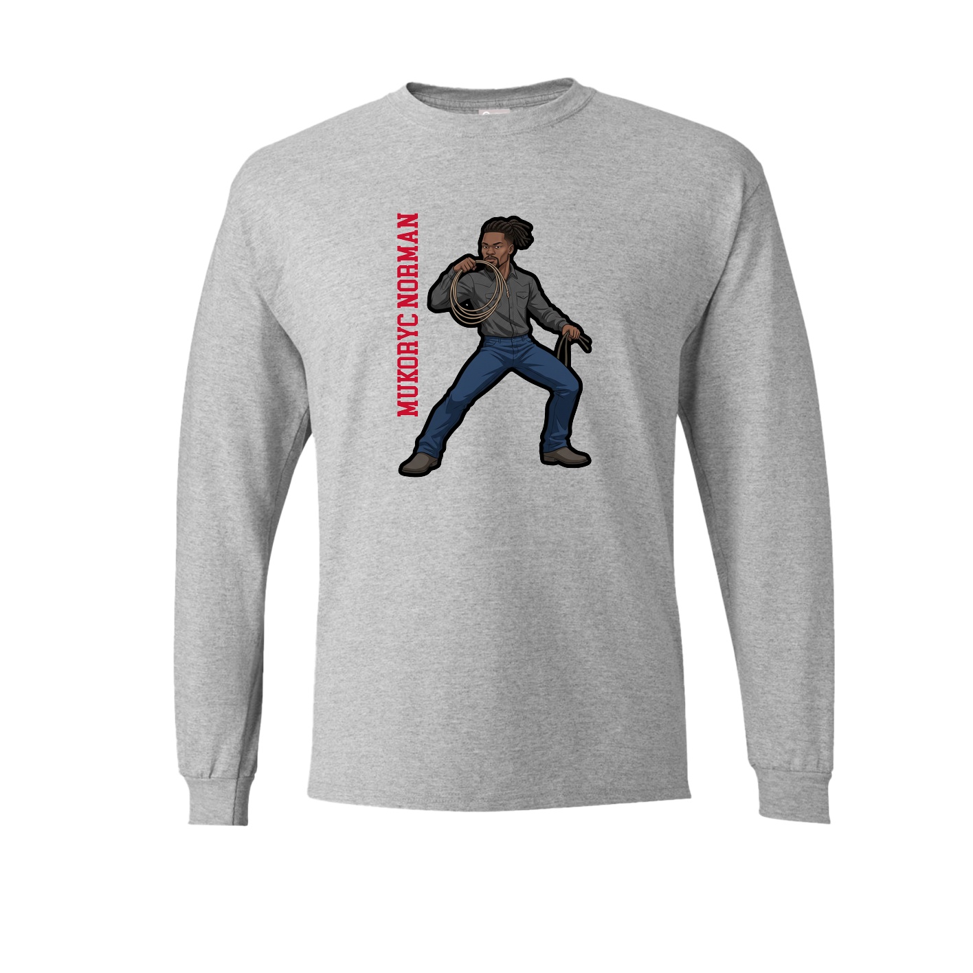 Long Sleeve Tee — Name Vertical in Grey