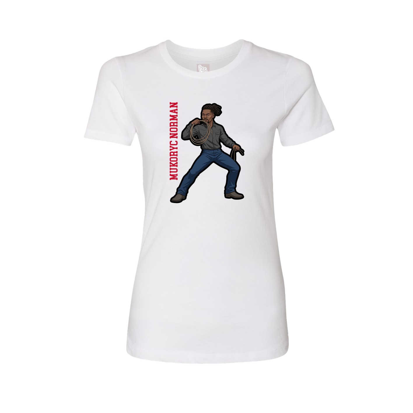 Womens Tee — Name Vertical in White