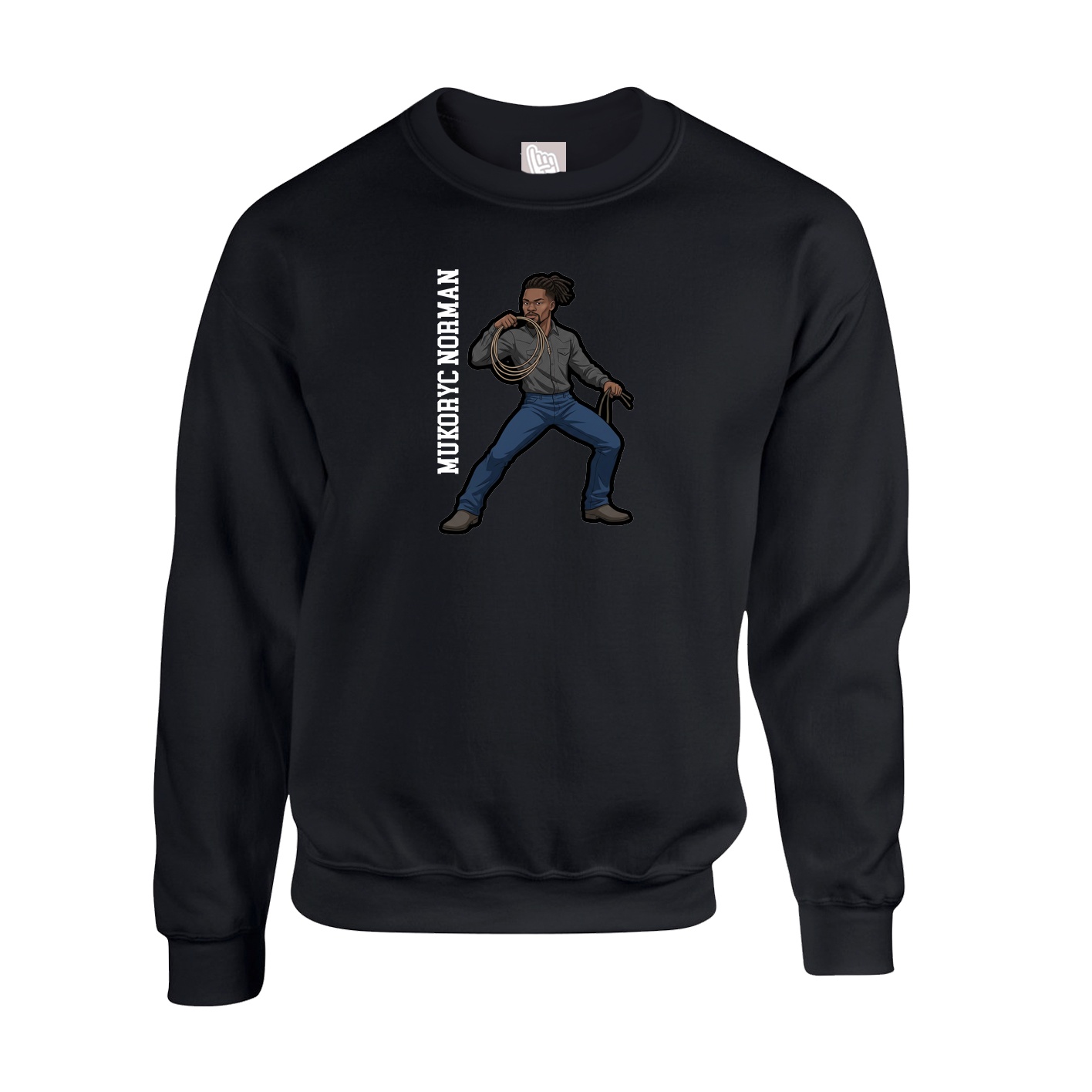 Fleece Crew — Name Vertical in Black